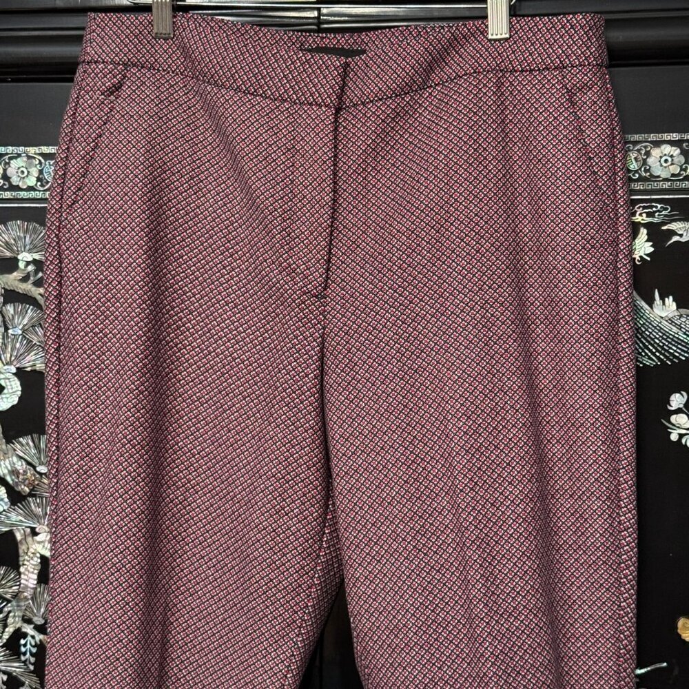 Talbots Heritage Diamond Geometric Print Straight-Leg Dress Pants 12 Red Blue - Picture 2 of 15